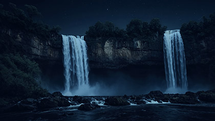 Waterfall Night Stars